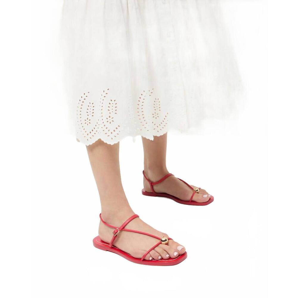 NEW LOEFFLER RANDALL women's lara strappy flat sandals in red - Picture 6 of 6